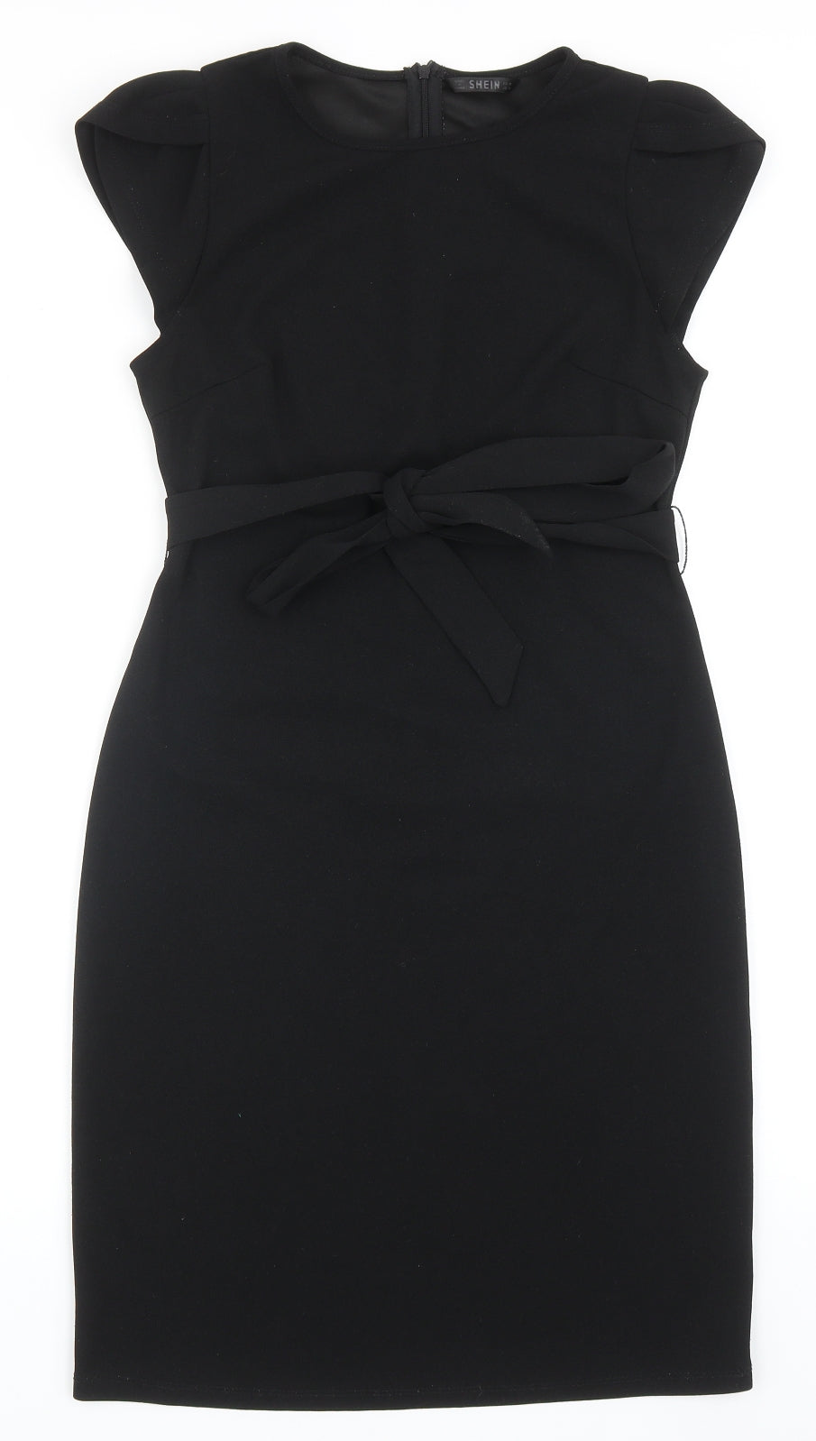 SheIn Womens Black Polyester A-Line Size M Round Neck Zip