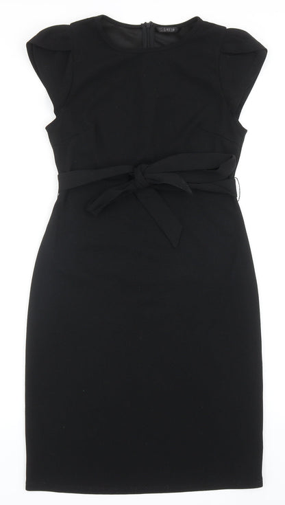 SheIn Womens Black Polyester A-Line Size M Round Neck Zip