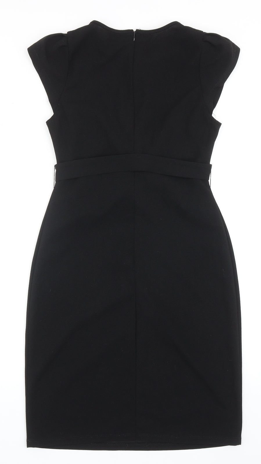 SheIn Womens Black Polyester A-Line Size M Round Neck Zip