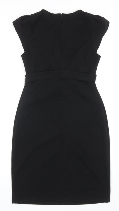 SheIn Womens Black Polyester A-Line Size M Round Neck Zip