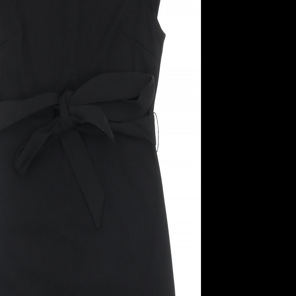 SheIn Womens Black Polyester A-Line Size M Round Neck Zip