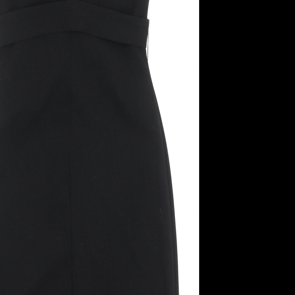 SheIn Womens Black Polyester A-Line Size M Round Neck Zip