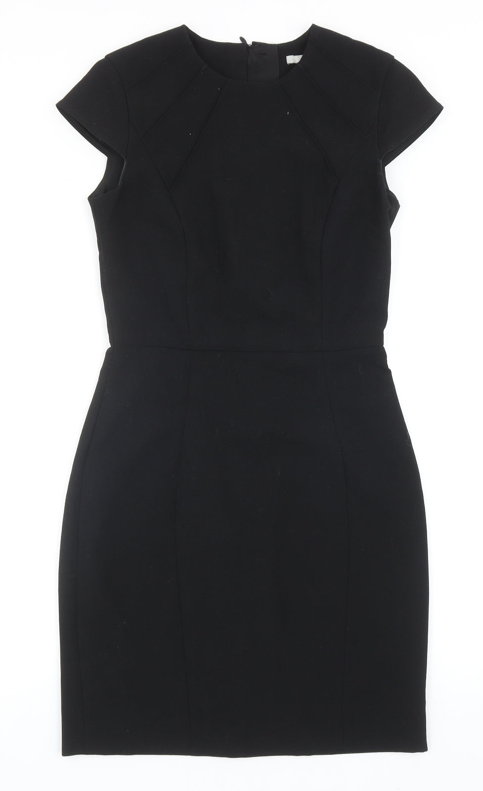 H&M Womens Black Polyester A-Line Size 8 Round Neck Zip