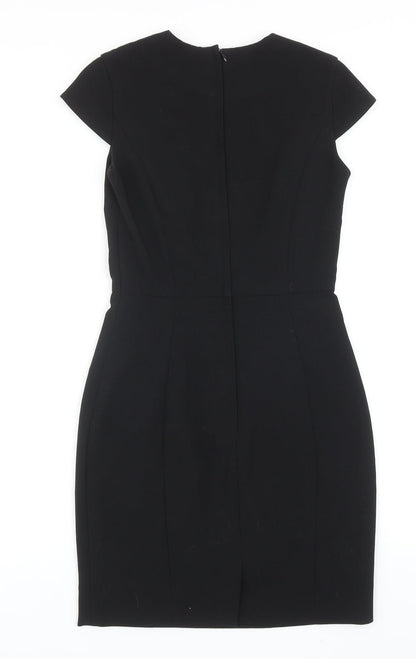 H&M Womens Black Polyester A-Line Size 8 Round Neck Zip