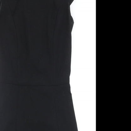 H&M Womens Black Polyester A-Line Size 8 Round Neck Zip