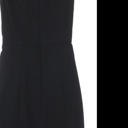 H&M Womens Black Polyester A-Line Size 8 Round Neck Zip