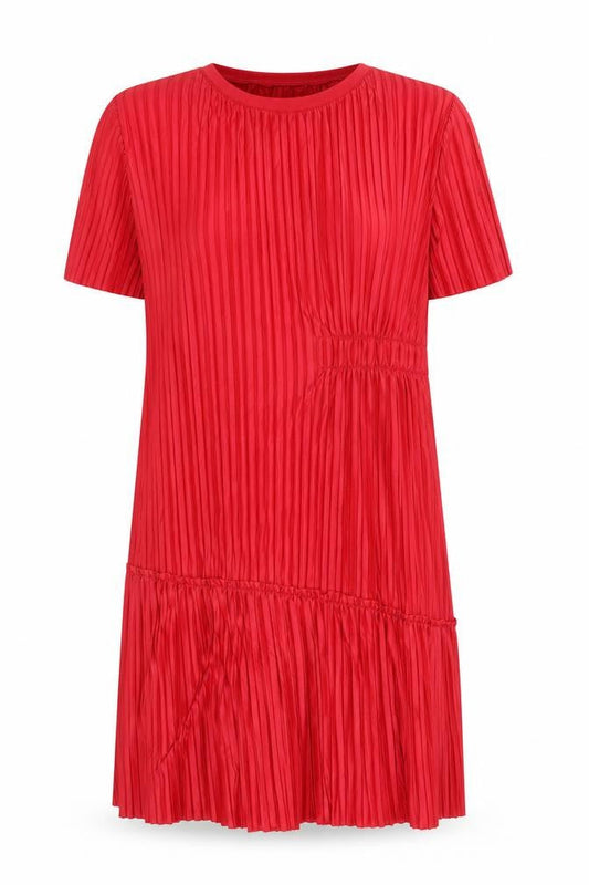 Zara Womens Red Polyester Trapeze & Swing Size L Round Neck Pullover