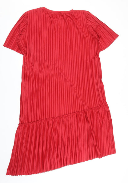 Zara Womens Red Polyester Trapeze & Swing Size L Round Neck Pullover