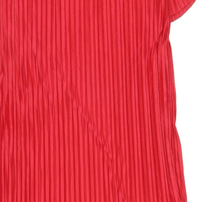 Zara Womens Red Polyester Trapeze & Swing Size L Round Neck Pullover