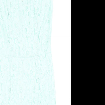 Dorothy Perkins Womens Green Nylon Pencil Dress Size 10 Round Neck Zip - Lace Detail