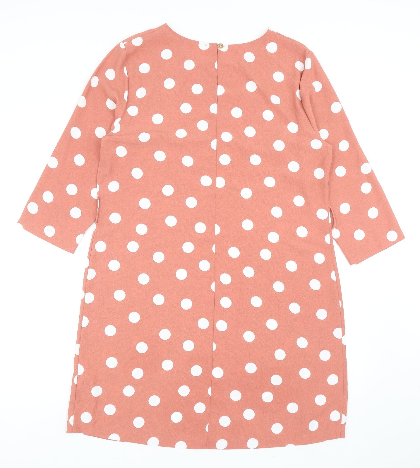 Primark Womens Pink Polka Dot Polyacrylate Fibre Shift Size 14 Round Neck Zip