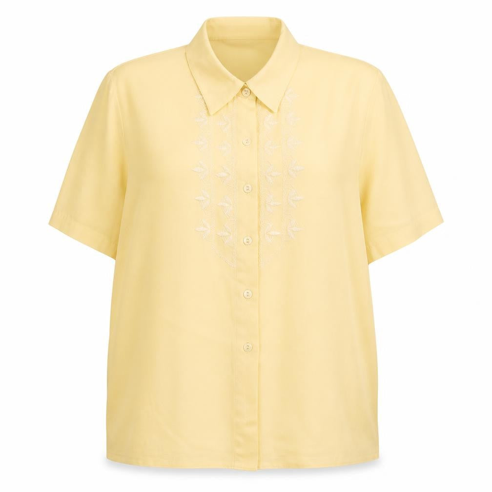 Womens UK Size 18 Design Essentials Yellow Basic Button-Up