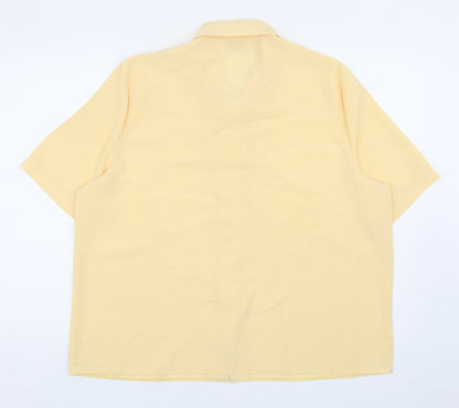 Womens UK Size 18 Design Essentials Yellow Basic Button-Up