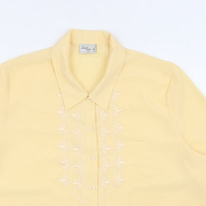 Womens UK Size 18 Design Essentials Yellow Basic Button-Up