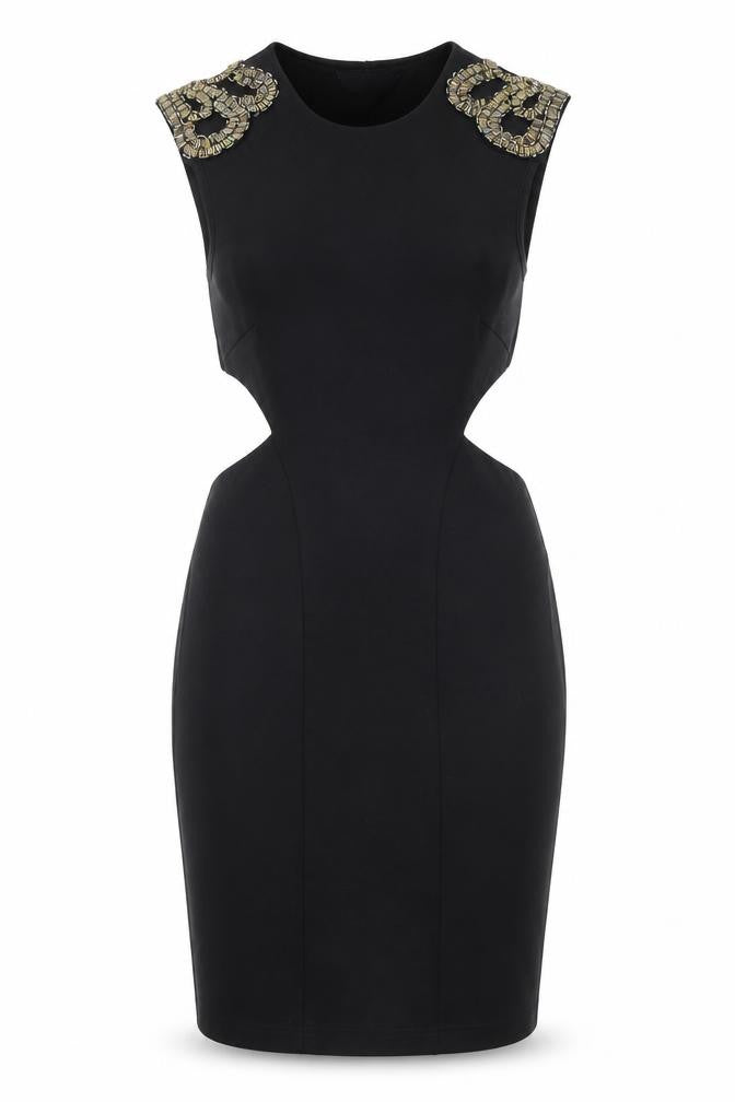 Miss Selfridge Womens Black Polyester Pencil Dress Size 6 Round Neck Pullover