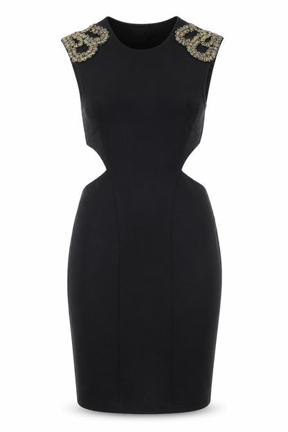 Miss Selfridge Womens Black Polyester Pencil Dress Size 6 Round Neck Pullover