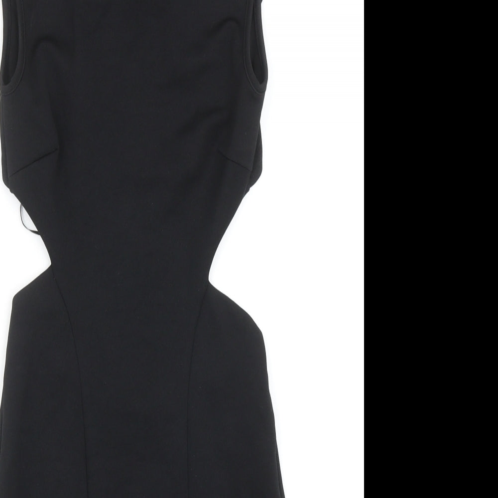 Miss Selfridge Womens Black Polyester Pencil Dress Size 6 Round Neck Pullover