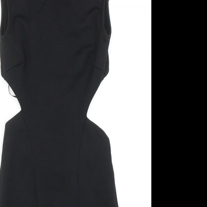 Miss Selfridge Womens Black Polyester Pencil Dress Size 6 Round Neck Pullover