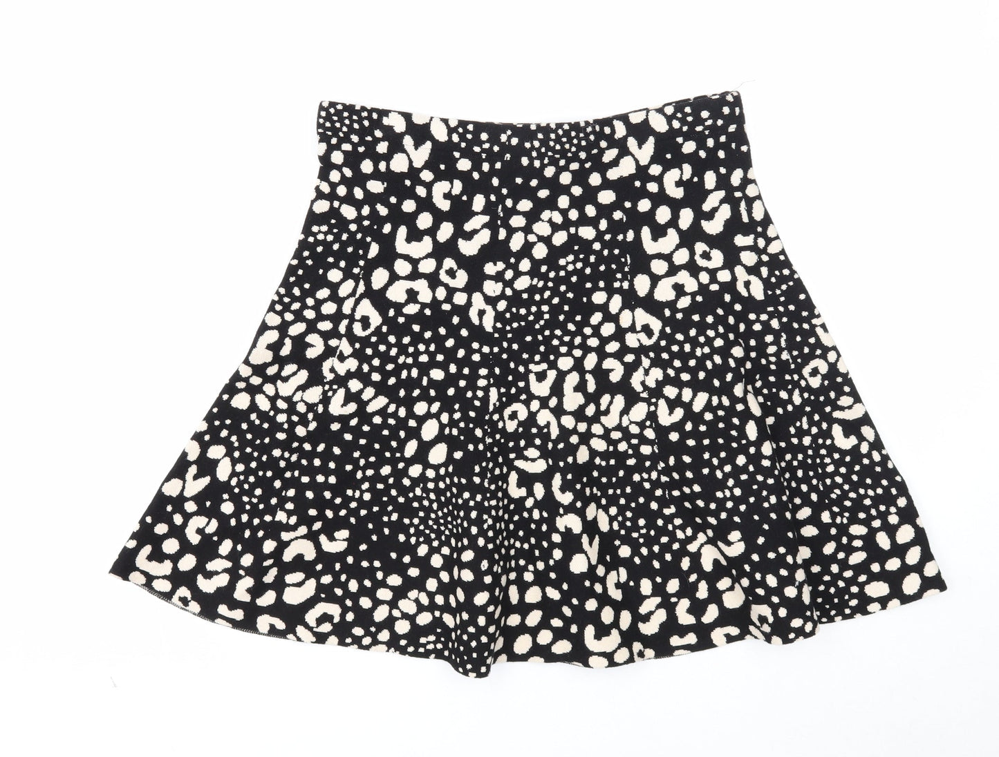 Oasis Womens Black Geometric Wool Skater Skirt Size M