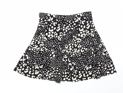 Oasis Womens Black Geometric Wool Skater Skirt Size M