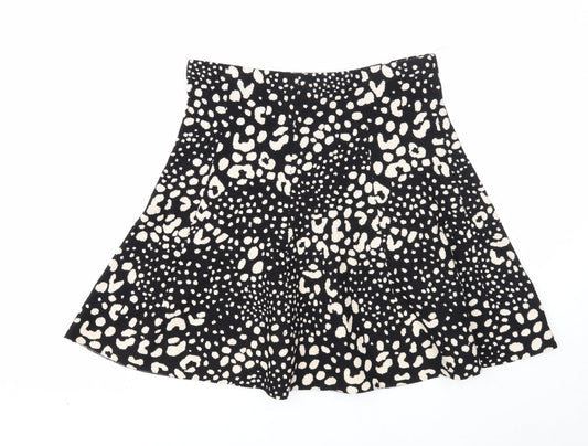 Oasis Womens Black Geometric Wool Skater Skirt Size M
