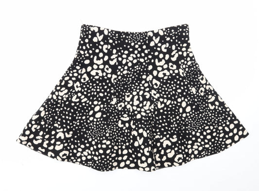 Oasis Womens Black Geometric Wool Skater Skirt Size M