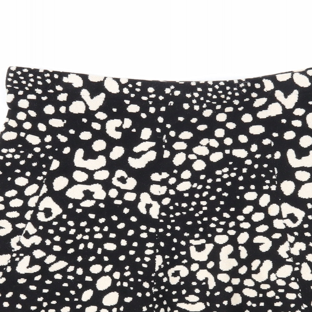 Oasis Womens Black Geometric Wool Skater Skirt Size M