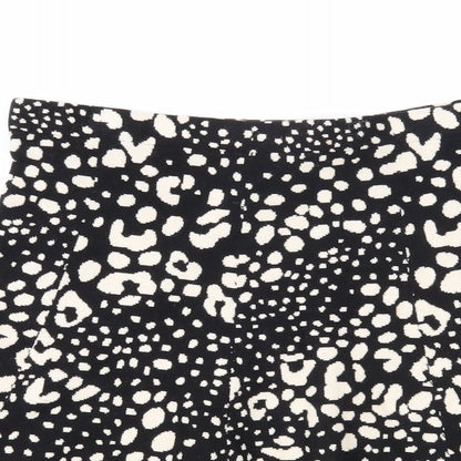 Oasis Womens Black Geometric Wool Skater Skirt Size M