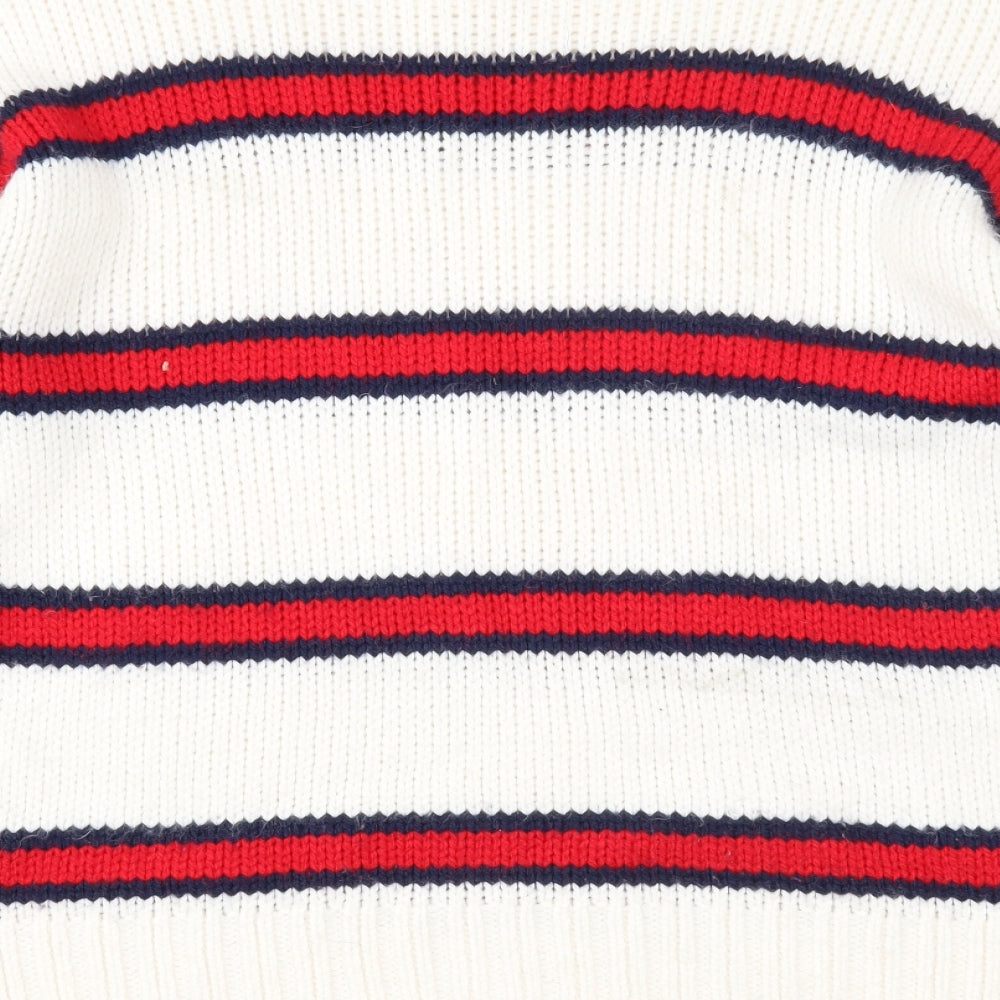 Womens UK Size S PINK White Pullover Jumper