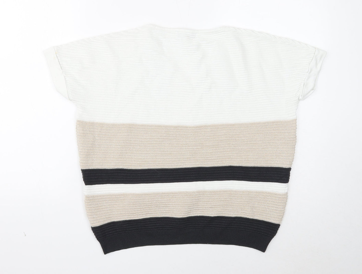 F&F Womens White V-Neck Viscose Pullover Jumper Size 12