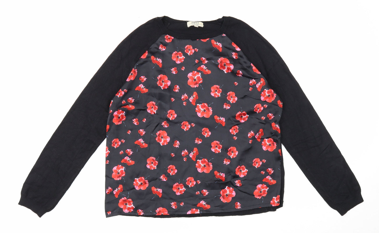 Womens UK Size 12 Papaya Black Pullover Jumper