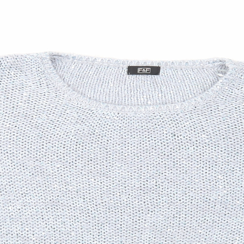 F&F Womens Blue Round Neck Acrylic Pullover Jumper Size 18