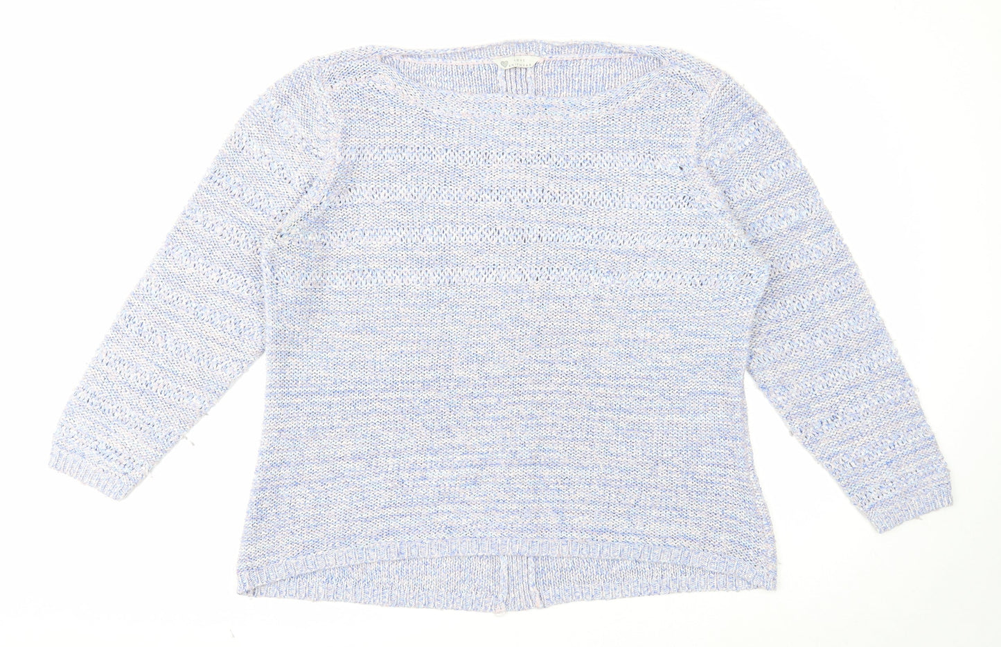 Love Knitwear Womens Blue Boat Neck Polyester Pullover Jumper Size 22