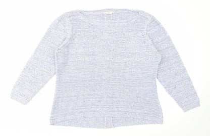 Love Knitwear Womens Blue Boat Neck Polyester Pullover Jumper Size 22
