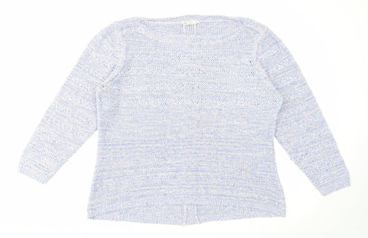 Love Knitwear Womens Blue Boat Neck Polyester Pullover Jumper Size 22