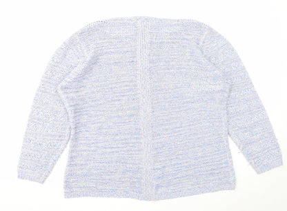 Love Knitwear Womens Blue Boat Neck Polyester Pullover Jumper Size 22