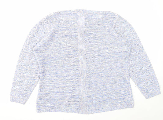 Love Knitwear Womens Blue Boat Neck Polyester Pullover Jumper Size 22