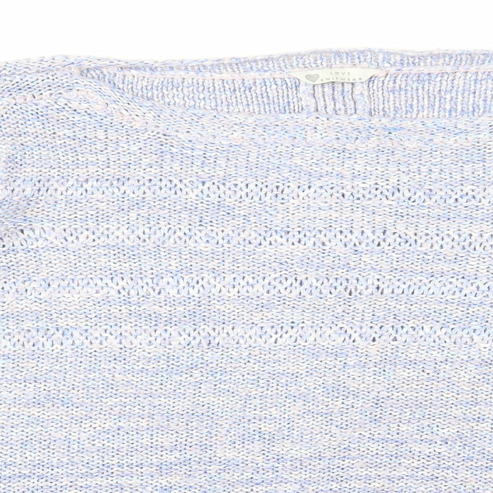 Love Knitwear Womens Blue Boat Neck Polyester Pullover Jumper Size 22
