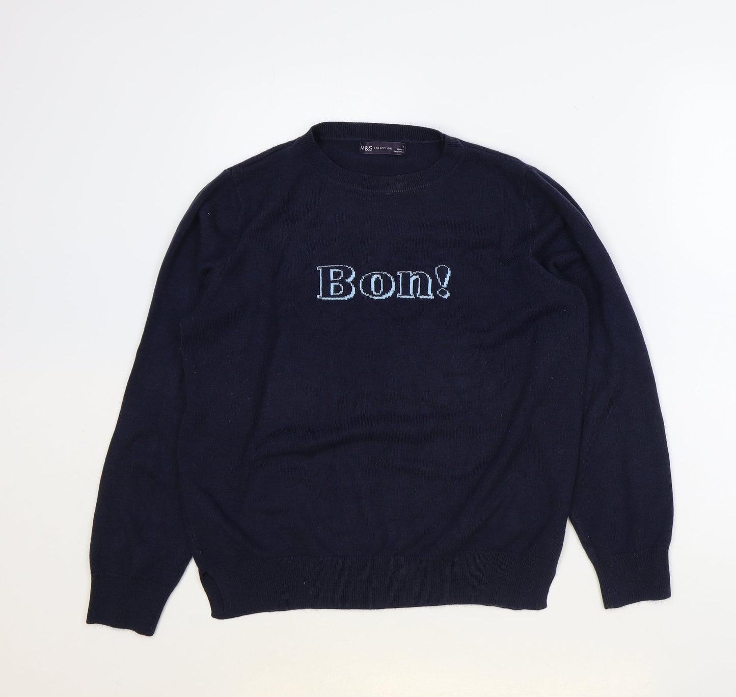 Womens UK Size 14 Marks and Spencer Blue Pullover Jumper