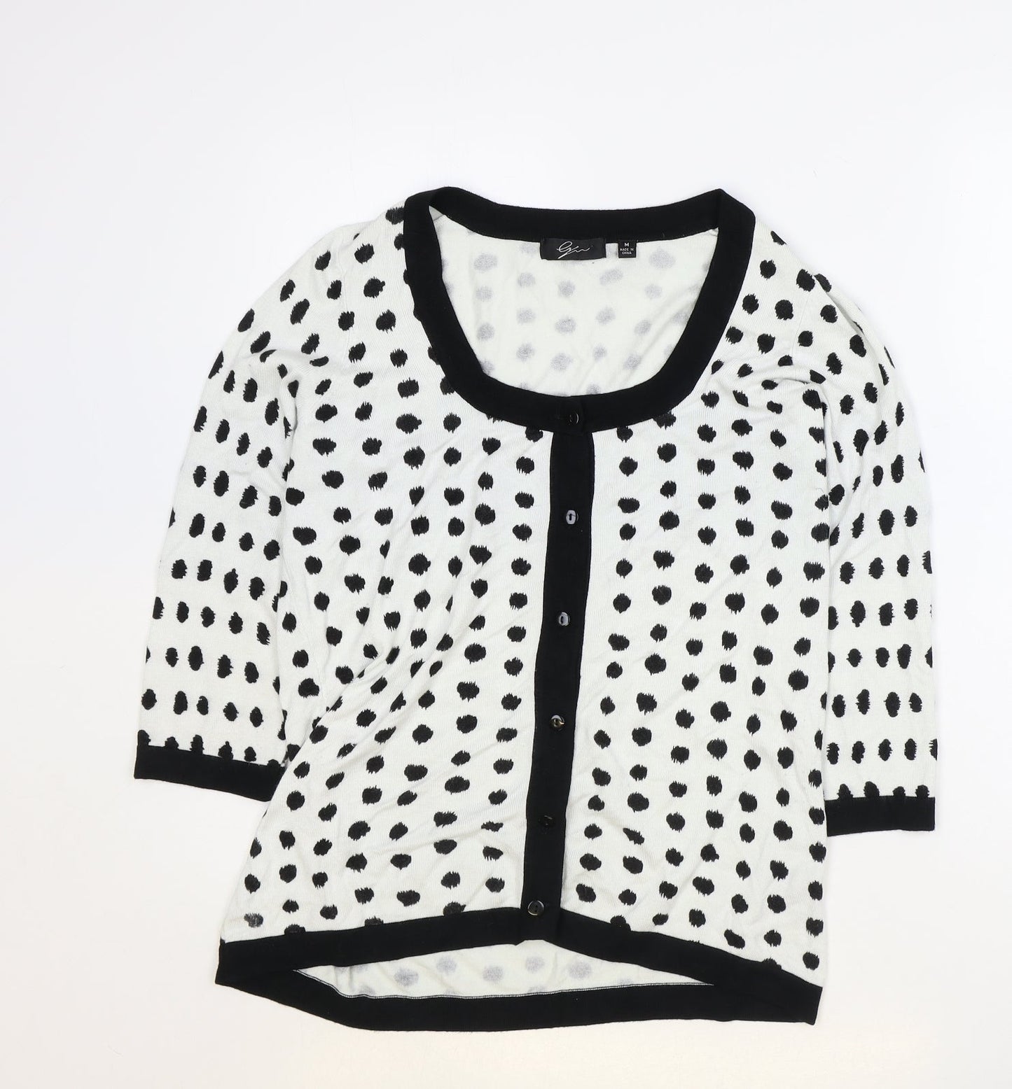 Womens UK Size M Preworn White Cardigan Jumper