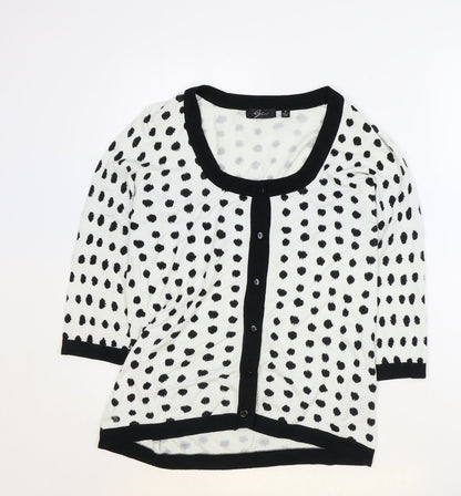 Womens UK Size M Preworn White Cardigan Jumper