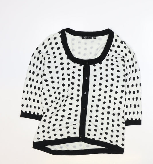 Womens UK Size M Preworn White Cardigan Jumper