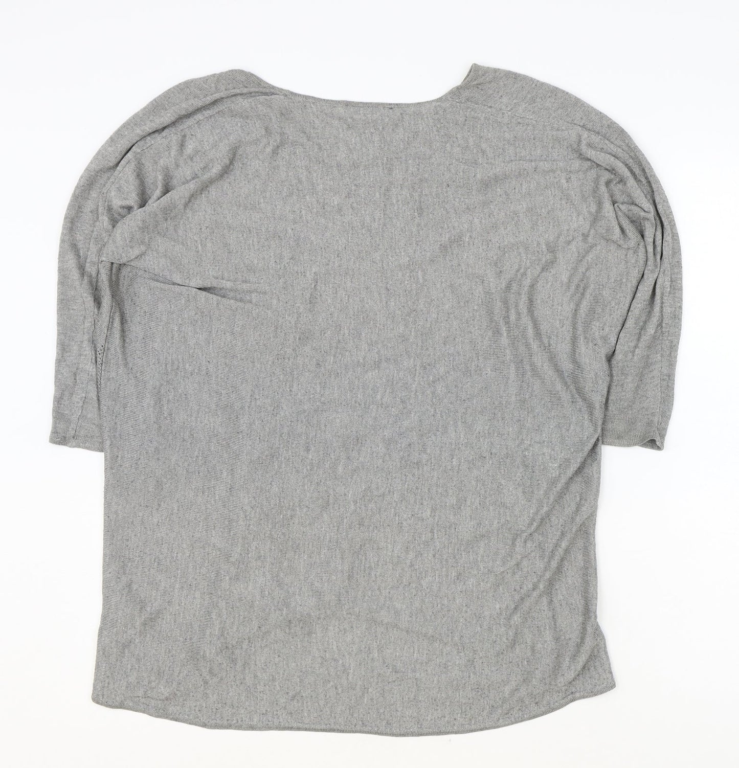 Papaya Womens Grey Polyester Basic T-Shirt Size M V-Neck