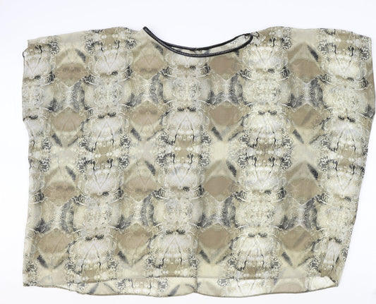 George Womens Beige Animal Print Polyester Basic Blouse Size 18 Round Neck - Snake Print