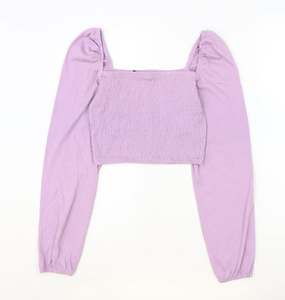Womens UK Size XS Divided Purple Cropped Blouse