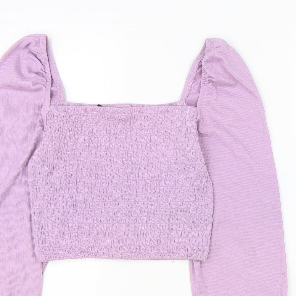 Womens UK Size XS Divided Purple Cropped Blouse