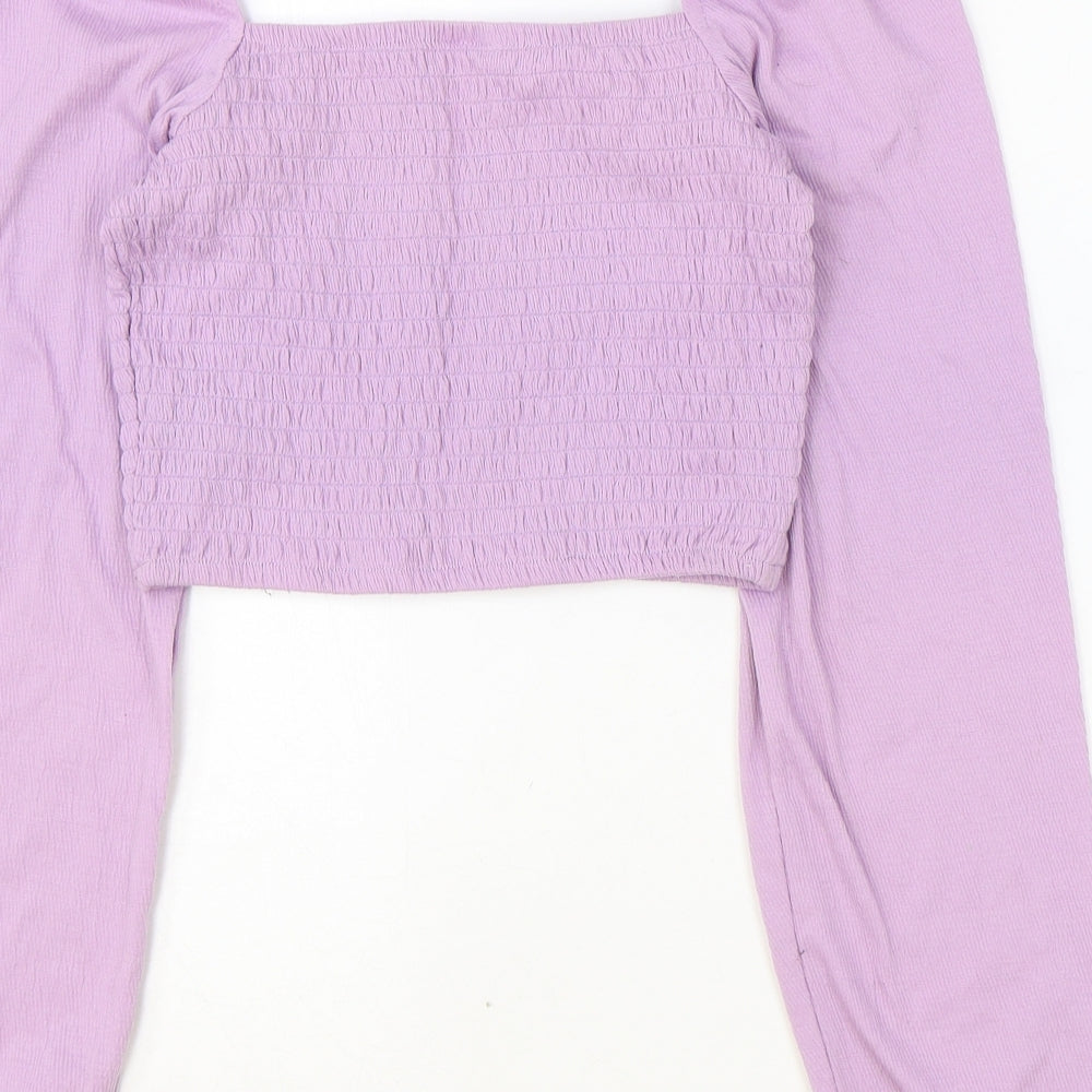 Womens UK Size XS Divided Purple Cropped Blouse