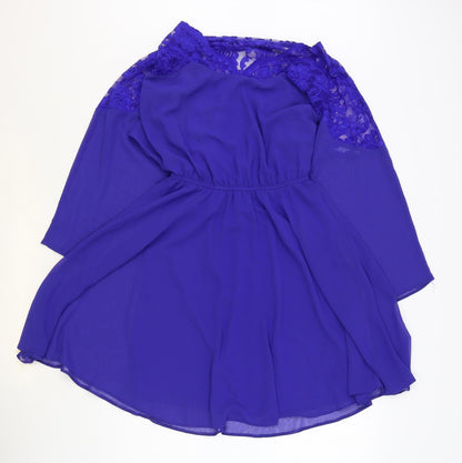 ASOS Womens Blue Polyester Skater Dress Size 6 Round Neck Pullover