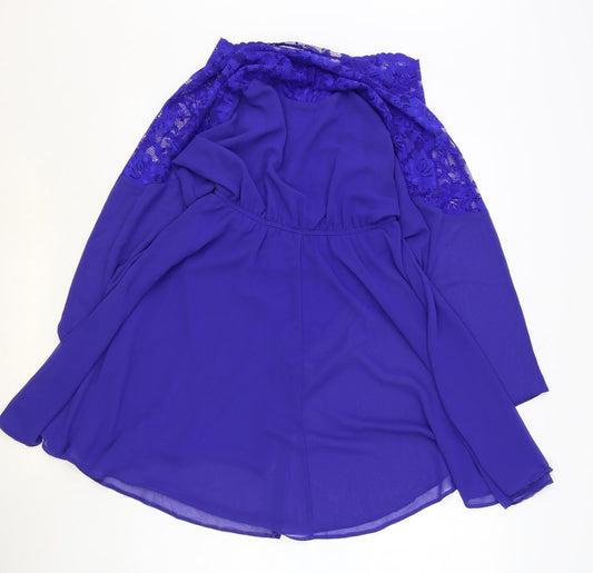 ASOS Womens Blue Polyester Skater Dress Size 6 Round Neck Pullover