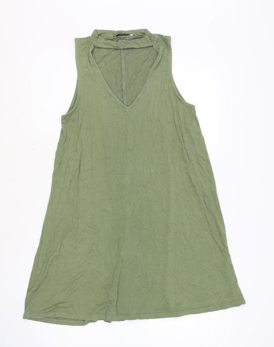 Pull&Bear Womens Green Viscose A-Line Size M Round Neck Pullover